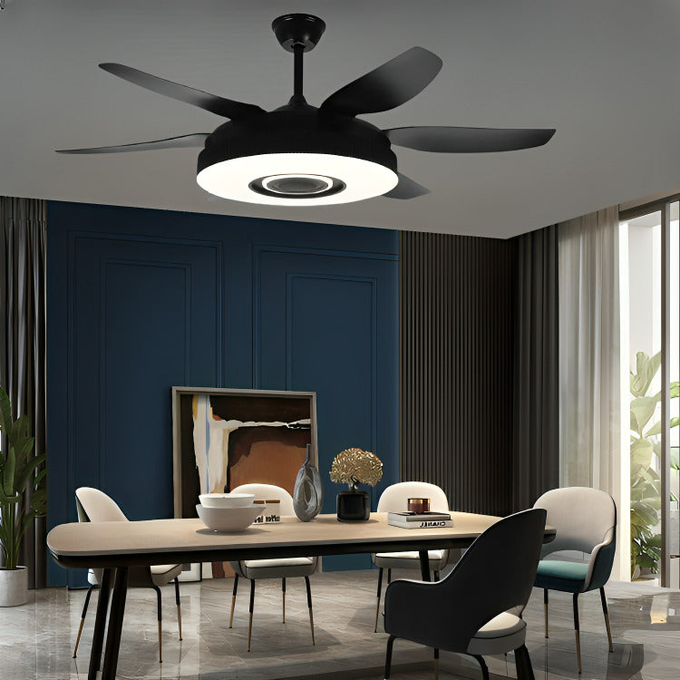 52 Inch Modern Black Ceiling Fan Chandelier